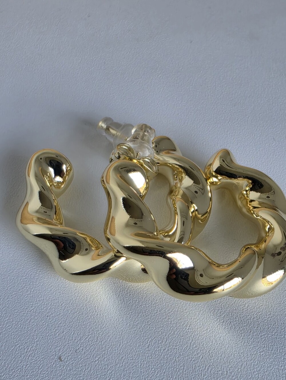 New Gold Plated Chunky Wavy Hoop Earrings Sculptural Statement
